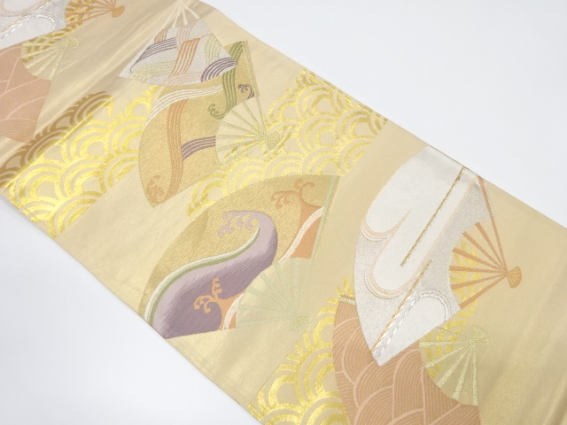 アンティーク　扇に流水・古典柄織り出し袋帯（材料）